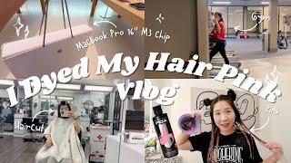 I Dyed My Hair Pink Unboxing Macbook Pro 16quot M3 Chip Haircut  VLOG [upl. by Delmore]