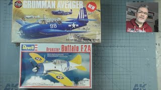 Brewster Buffalo F2A 172 Revell  Grumman Avenger 172 Airfix  Retro Unboxing [upl. by Kcirednek330]