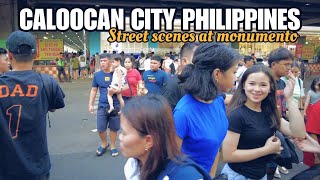 Street scenes at Monumento Caloocan City Walking Tour 4k [upl. by Tuckie]