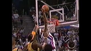 Rasheed Wallace Hammers a Crucial Tip Dunk Followed by a Rip Hamilton Techincal [upl. by Lennahs]