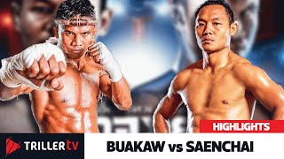 Bare Knuckle Thai Boxing Buakaw vs Saenchai Highlights [upl. by Icram463]