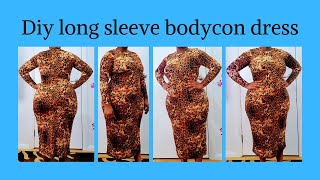 Diy long sleeve bodycon dresssewingpattern making [upl. by Annahtur172]