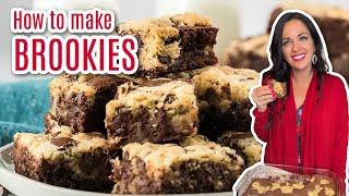 Brookies Recipe  Brownie and Chocolate Chip Cookie in One [upl. by Llirrem]