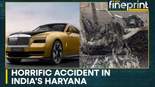 Rolls Royce collides with oil tanker on DelhiMumbai expressway  WION Fineprint [upl. by Townshend]