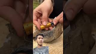 Fire from foil and battery 🔋survival camping outdoors bushcraft [upl. by Aihsemak]