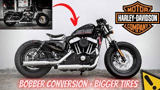 🏍️ Harley Davidson Forty Eight Sportster Build Under 9mins  Bobber Conversion [upl. by Odnaloy]