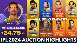 IPL 2024 AUCTION ALL SOLD PLAYERS LIST  IPL 2024 AUCTION HIGHLIGHTS [upl. by Uela]