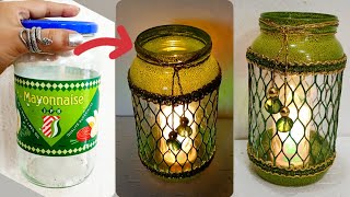 Wonderful Recycling of Glass Jar and Bottle Net ♻️Decorative Lantern from recycled glass jar [upl. by Mayce]