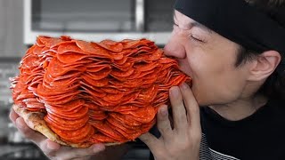 1000 Pepperoni on 1 Slice of Pizza CHALLENGE [upl. by Anileh]