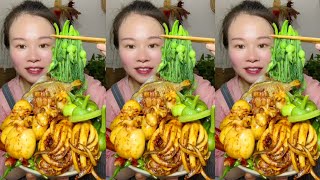 Yummy Spicy Food Mukbang Eating Spicy Seafood With Fried Fish and Green Vegetables asmr eating [upl. by Norahs338]