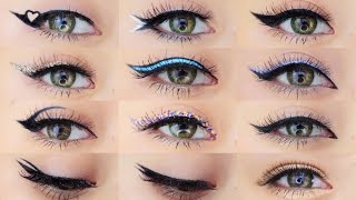 Eyeliner Makeup Tutorial  12 Different Eyeliner Looks [upl. by Annamarie]