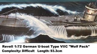 Large Scale Revell 172 German Uboat Type VIIC quotWolf Packquot Kit Review [upl. by Akinert246]