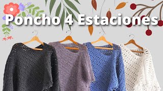 Poncho 4 Estaciones Proyecto a Crochet  Romina Textilera [upl. by Eigna]