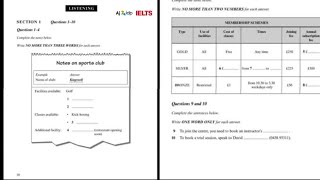 Notes on sports club  Ielts listening NOTES ON SPORTS CLUB all section [upl. by Gaudette]