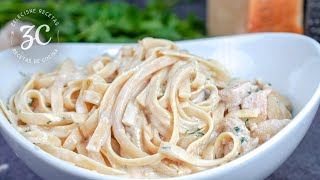 La mejor receta de Pasta Alfredo con pollo y champiñones Comida completa en minutos [upl. by Yseulte]