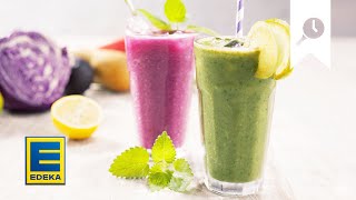 Smoothies selber machen  Lila amp grüner Smoothie  EDEKA [upl. by Ellatnahc473]