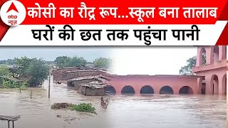 Bihar Flood कोसी का रौद्र रूपस्कूल बना तालाब घरों की छत तक पहुंचा पानी  ABP News [upl. by Lehcem]