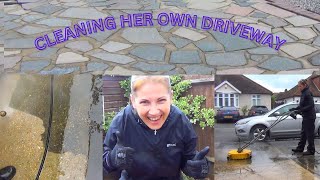 She is cleaning her own Drivewaylol [upl. by Yahsat]