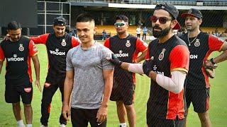 Virat Kohli With Sunil Chhetri During RCB Practice Session 2019  Sunil Chhetri RCB  Proud Moment [upl. by Willms]