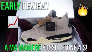 SEPTEMBER RELEASE A MA MANIERE X JORDAN 4 quotFOSSIL STONEquot EARLY INHAND REVIEWUNBOXING [upl. by Haliak]