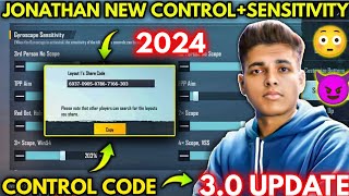 😱2024 JONATHAN New 30 Update Sensitivity Settings amp Jonathan New Control Code BgmiPubg Mobile [upl. by Nauqel]