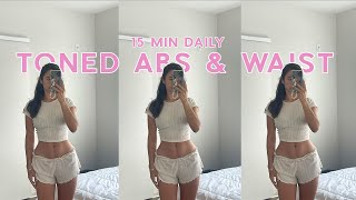 15MIN toned ab amp waist Pilates workout  no repeats  beginner friendly [upl. by Adnahsat]