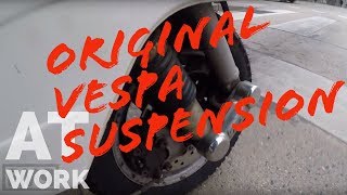 original VESPA PX shock absorbers AT WORK  vespa px1252012 suspension [upl. by Eintihw]