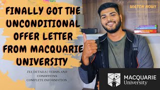 Unconditional Offer Letter From Macquarie University  Sydney Australia [upl. by Animlehliw195]