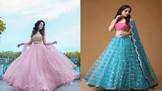 Beautiful Net Lehenga Combinations Net Party Wear Lehenga Plain Net Lehenga Designs [upl. by Euf]