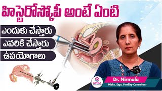 హిస్టెరోస్కోపీ అంటే ఏంటి ఎందుకు చేస్తారు  Hysteroscopy Procedure  Avira Fertility Hospitals [upl. by Alikat225]