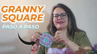 Cómo Tejer GRANNY SQUARE Básico a CROCHET  Tutorial PASO A PASO [upl. by Eyllom343]