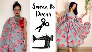 Making a Dress from Saree  Easy stitching  Neelam Sehtya [upl. by Farrah464]