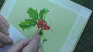 Holly amp Berries in Pastel Pencils  Speed Painting [upl. by Errised210]