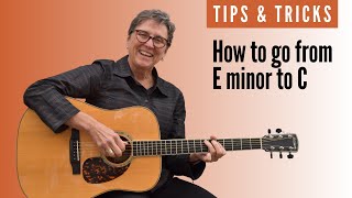 Learn how to go from E minor to C chord on guitar  Beginner guitar lesson [upl. by Akilat]