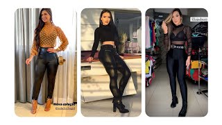 Gorgeous Leather Tight Pants with cool Combination of shirts For Elegant looking  Dressing Ideas [upl. by Hcir259]