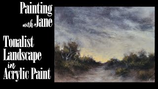 Dawn a Tonalist Landscape  Step by Step Acrylic Painting on Canvas [upl. by Let]