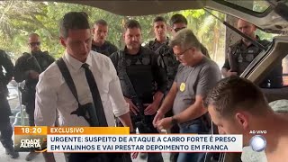 Suspeito de ataque a carroforte preso em Valinhos é levado para prestar depoimento em Franca [upl. by Amato385]