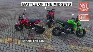 Battle of the midgets Kawasaki Z125 Pro vs Honda MSX125 vs Benelli TNT135 [upl. by Htiderem]