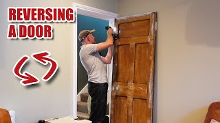 Rehanging door to open the other way  door restoration project part 2 [upl. by Baten]