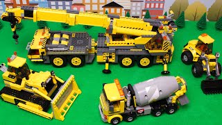 Lego Bulldozer Concrete Mixer Dump Truck Crane Tractors and experemetal cars and trucks for Kids [upl. by Auos]