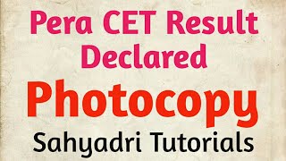 Pera CET Result  Photocopy Details [upl. by Atilem]