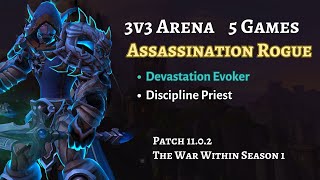 Assassination Rogue PvP 3v3 Arena Gameplay Early Season 1102 [upl. by Hanway]