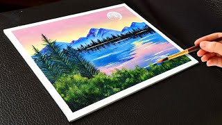 Acrylic Painting of Scenery on Canvas  Drawing Timelapse  Acrylic Painting for Beginners [upl. by Seraphine]