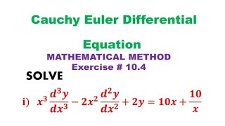 Cauchy Euler differential equation solve x3y2xy2y10x10x Cauchy Euler equation sm yusuf [upl. by Chloris]