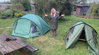 Two Budget tents OEX Hyena 2 and EUROHIKE Cairns DLX 2 which is best for Her indoors [upl. by Atilehs]