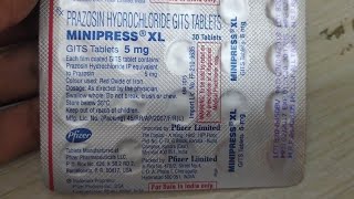 Prazosin Hydrochloride GITS Tablet Minipress XL 5 Mg Tablet Uses In Hindi [upl. by Suiramad893]