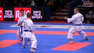 France male team Kata Goju ShihoSho  bunkai  Bronze final 21st WKF World Karate Championship 2012 [upl. by Aerol]