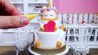 Miniature Edible Unicorn Cake for Valentines Day  Mini Food ASMR [upl. by Tibbs633]