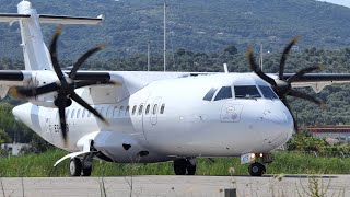 Skiathos  17 year old Nyxair ATR 42500 lands with a little jump [upl. by Notyad825]