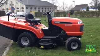 Rasentraktor Husqvarna CT 141 und Cora das Huhn [upl. by Jolenta]